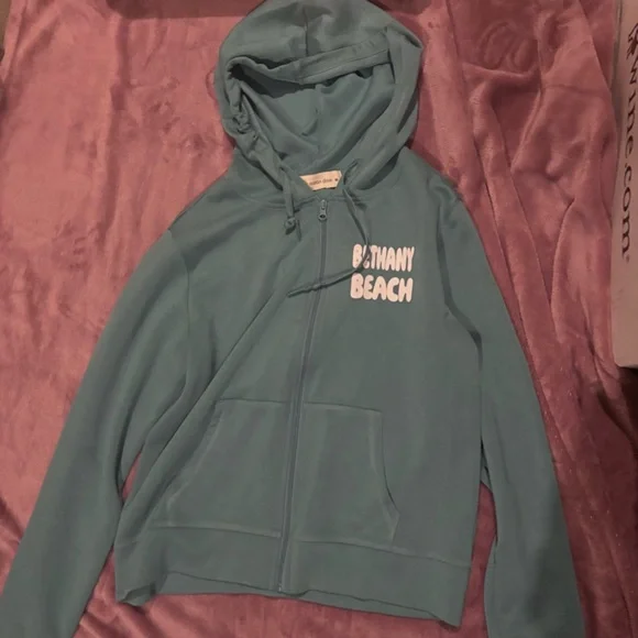 Ocean drive Bethany Beach light blue teal hoodie hooded jacket sweatshirt shore - Picture 1 of 3